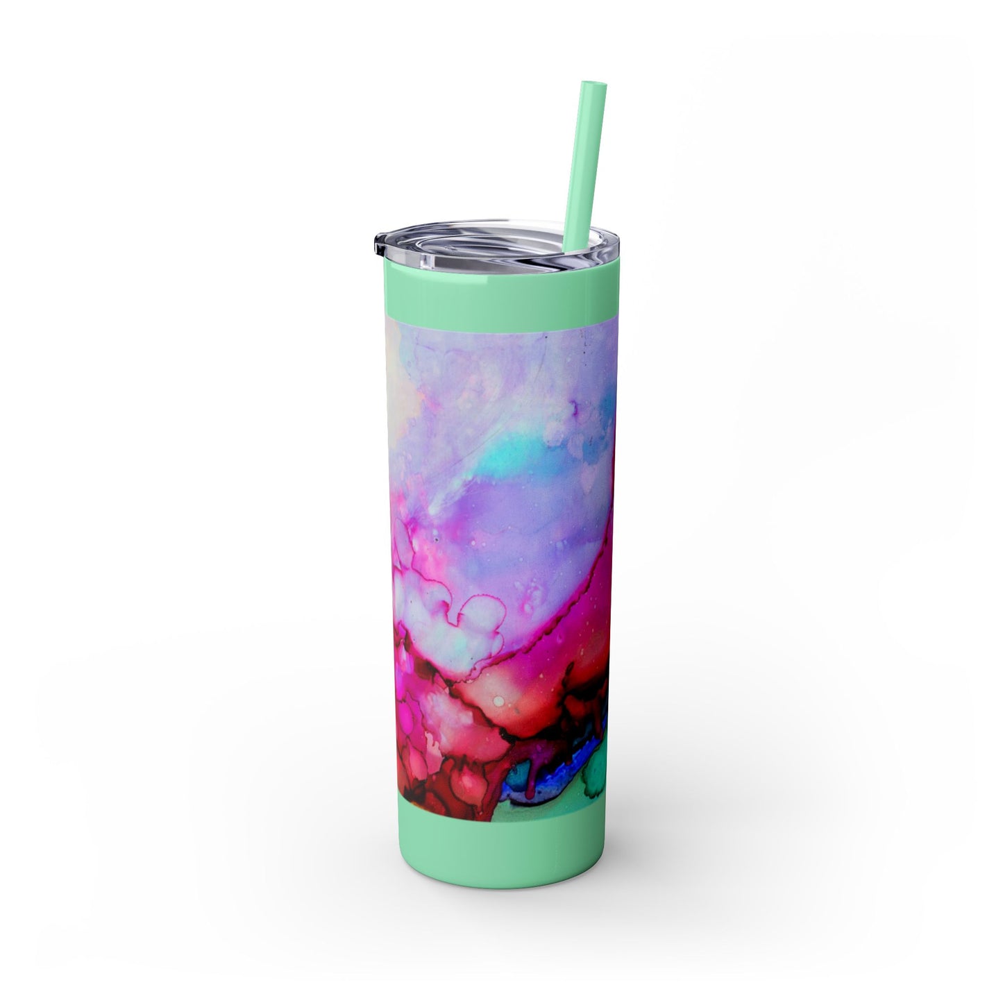 Beautiful Watercolor Splatter Skinny Tumbler with Straw - 20oz, Vibrant Colorful Drinkware for Every Occasion, Perfect Gift for Friends, Reusable Travel Mug, Water [...]