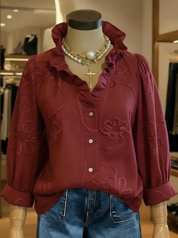 Women’s Lace Embroidered Cotton Linen Blouse