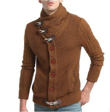 Knitted Casual Turtleneck Sweater Thick Hedging Pullover Jacket for Men
