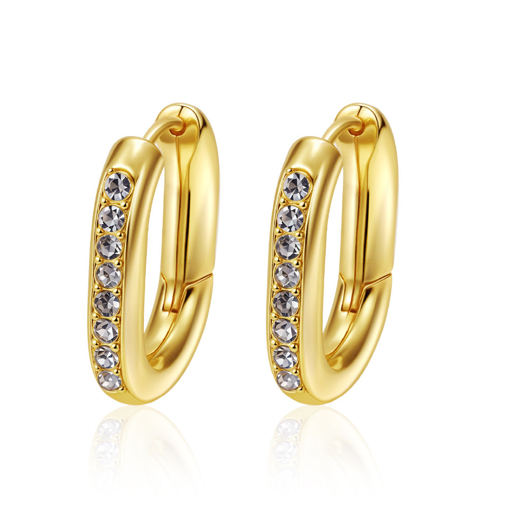 Womens Simple Stainless Steel Hoop Earrings