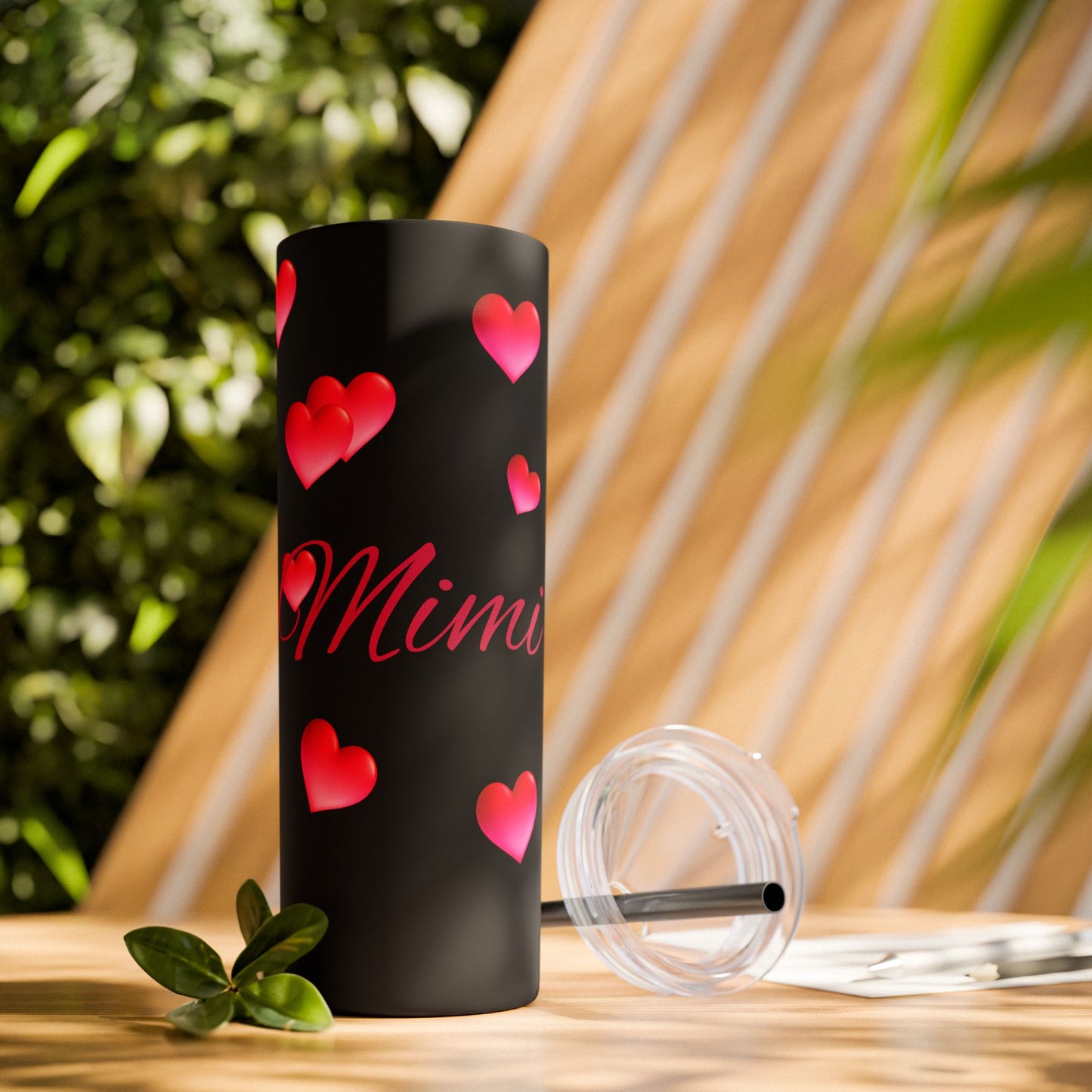 Gepasmaakte Glitter 20oz Dun Tumbler met Pienk Hartpatroon — [Jou Naam Hier]