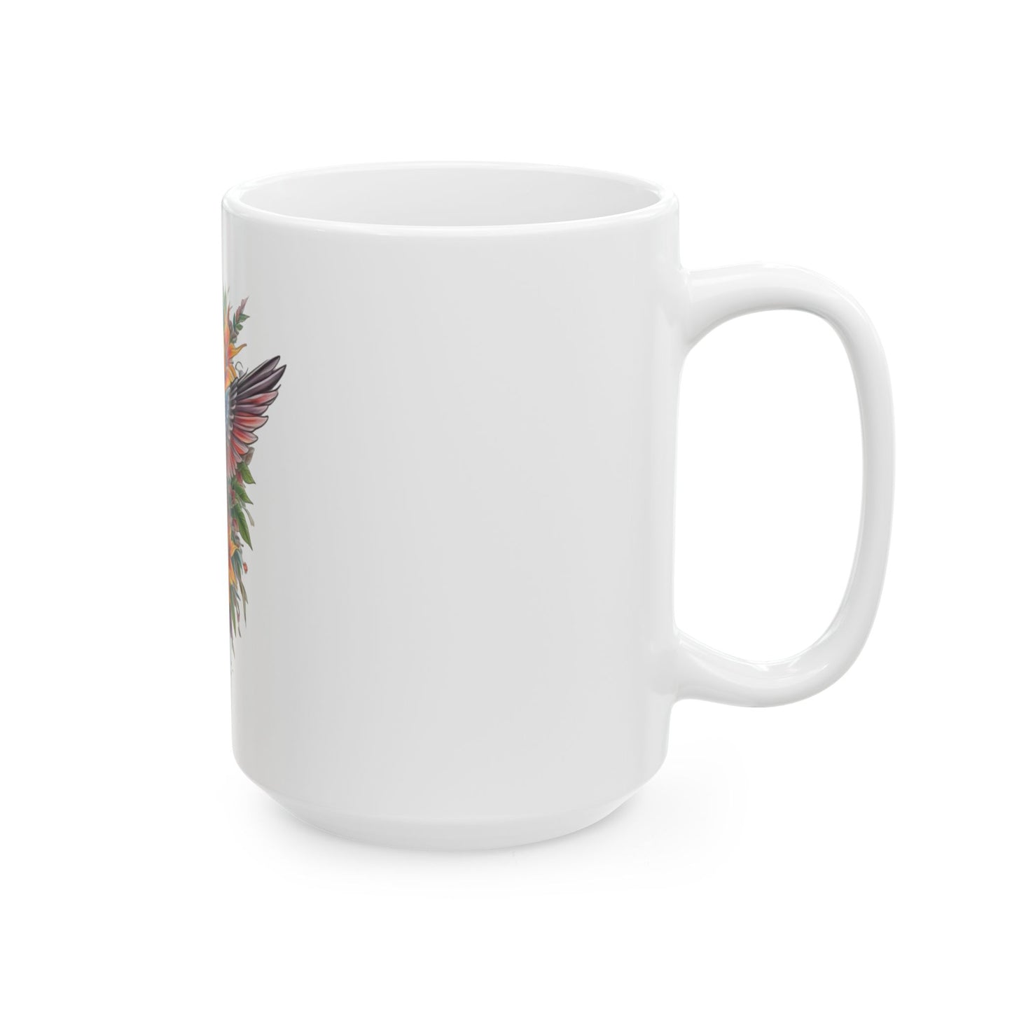 Vibrant Hummingbird Ceramic Mug, Colorful Coffee Cup, Nature Lover Gift, Floral Artwork Mug, Perfect for Tea and Coffee