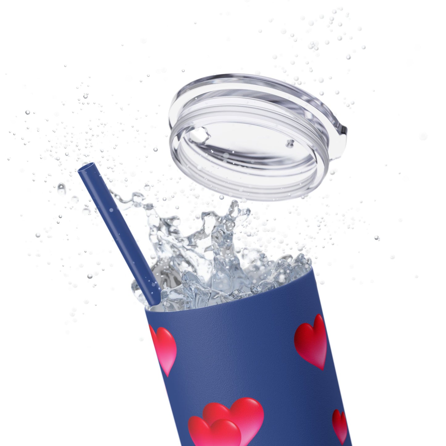 Gepasmaakte Glitter 20oz Dun Tumbler met Pienk Hartpatroon — [Jou Naam Hier]