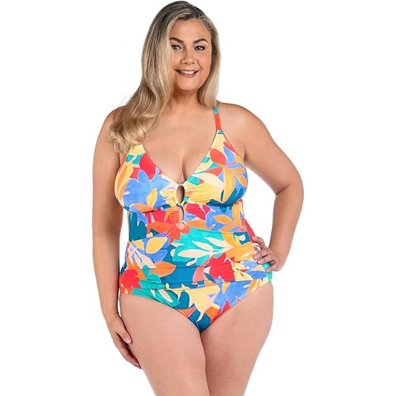 NWT New La Blanca Womens Size 16W Underwire Floral Resort One Piece Swimsuit