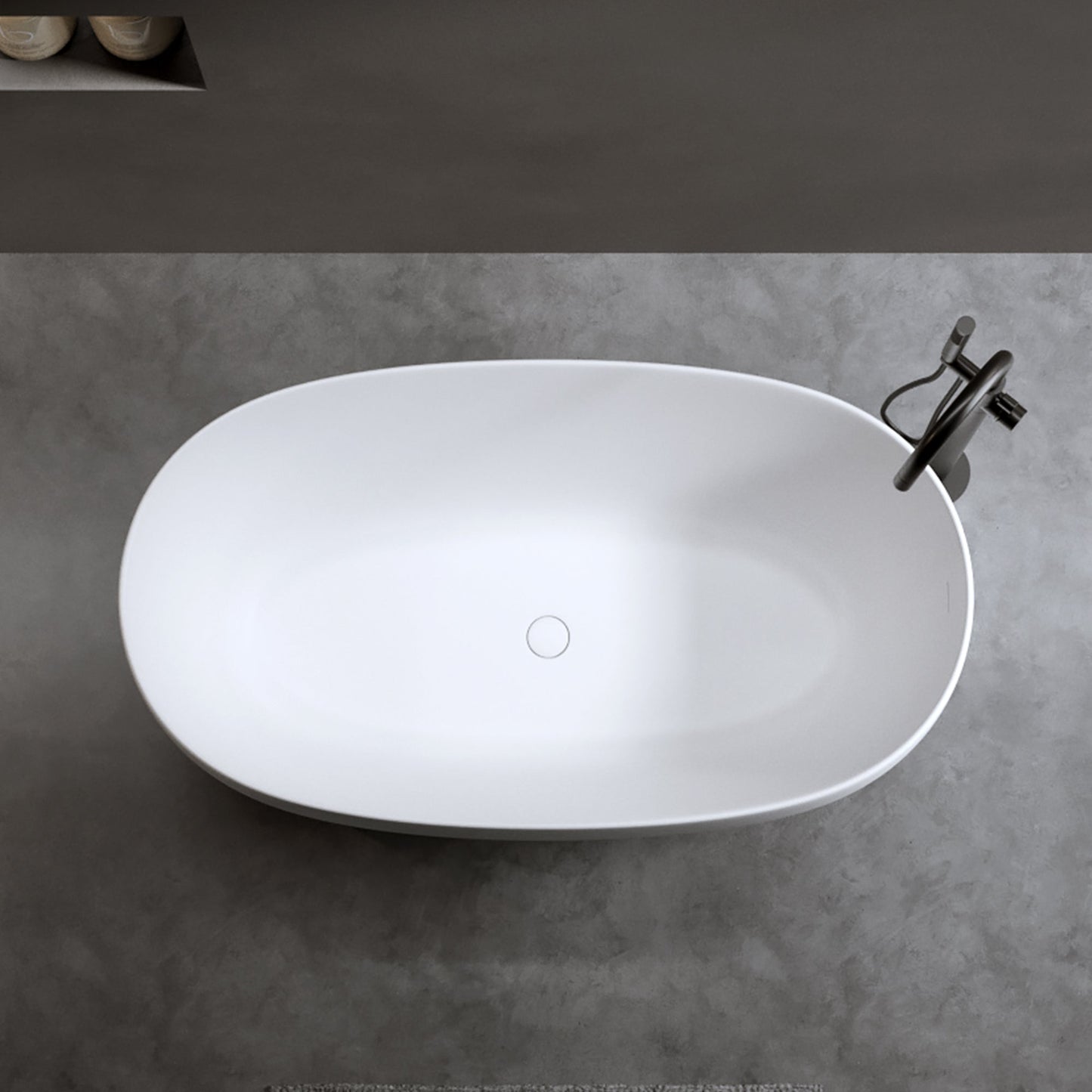 LILYA 47'' Independent Solid Surface Resin Stone Bathtub