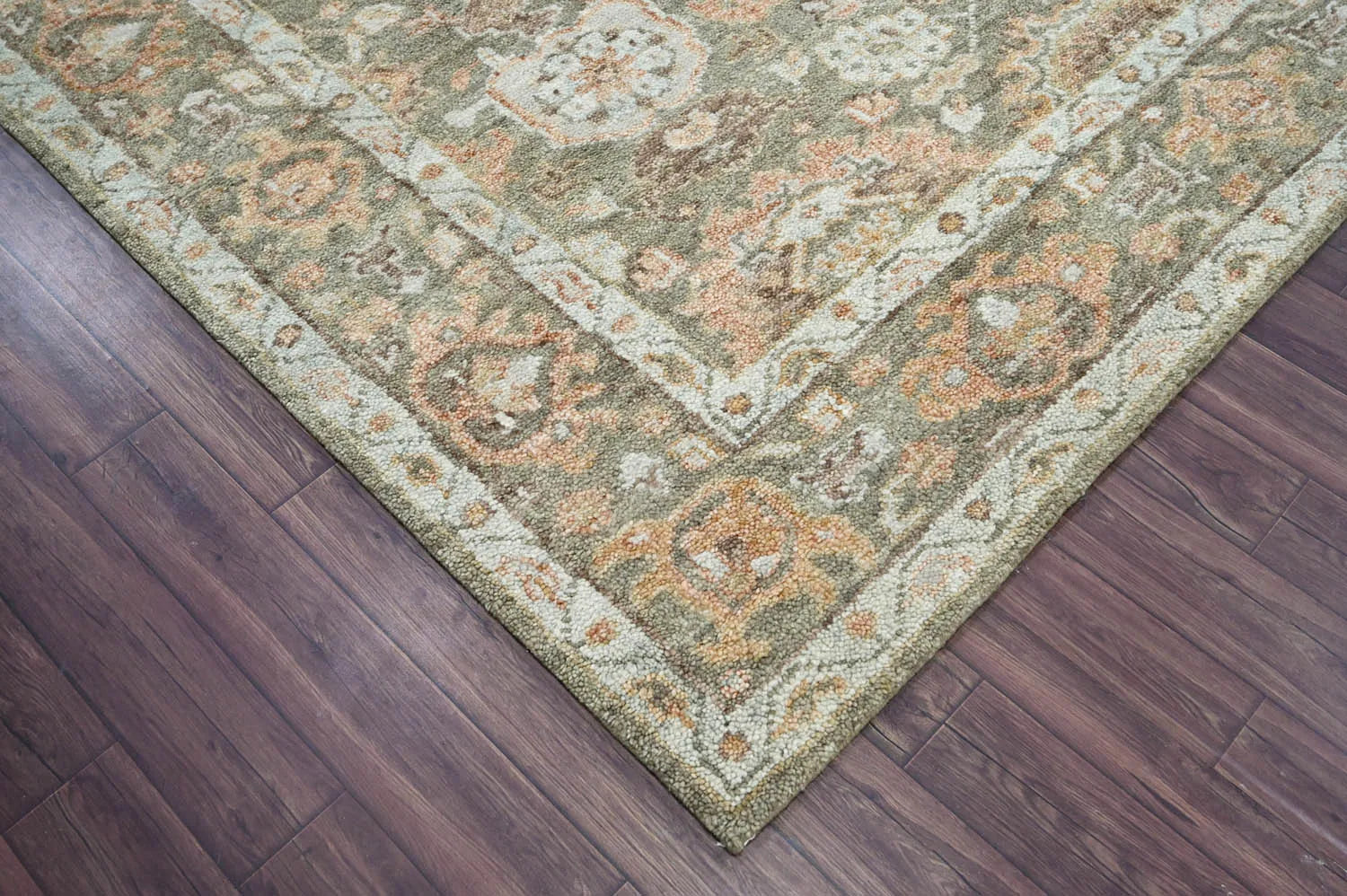 LoomBloom 8x10 Traditional Moss Hand Knotted Wool Turkish Oushak Oriental Rug-2