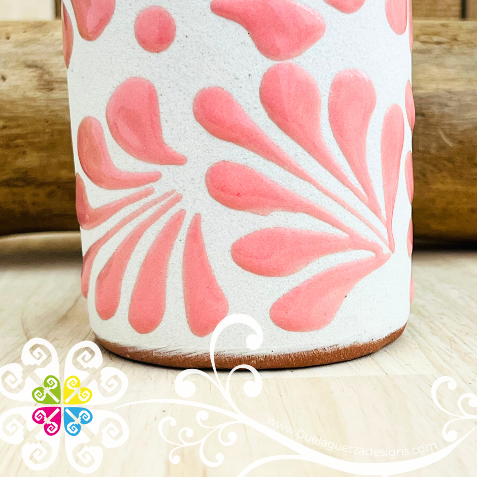 Set of 4 Pink Espiga Cilindro Tall Cup - Set Clay Cup