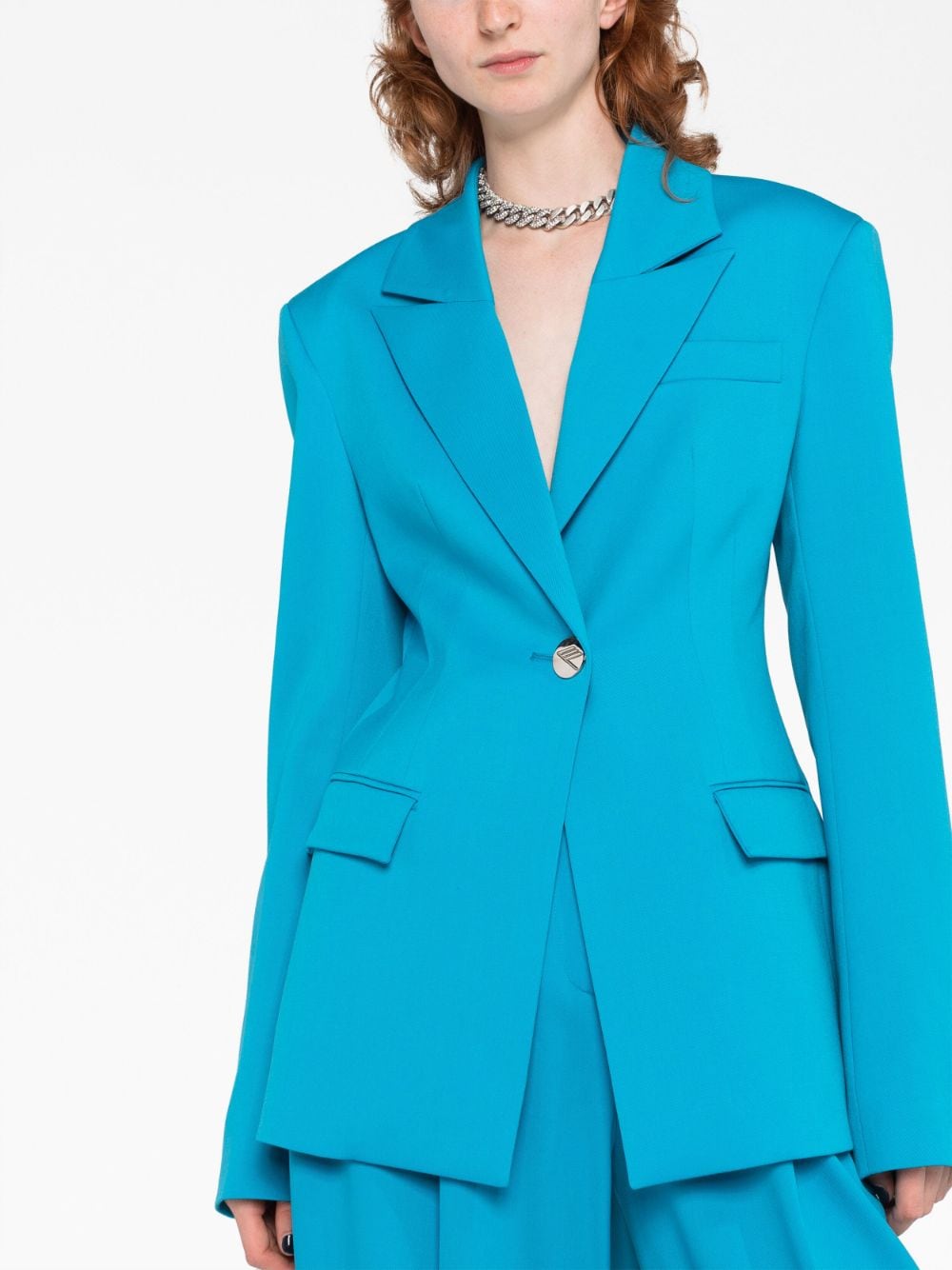 The Attico Women Blue Cool Wool Blazer