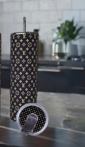 Dark 20 oz Stainless Steel Tumbler with Matching Lid Topper - Luxe Bundle