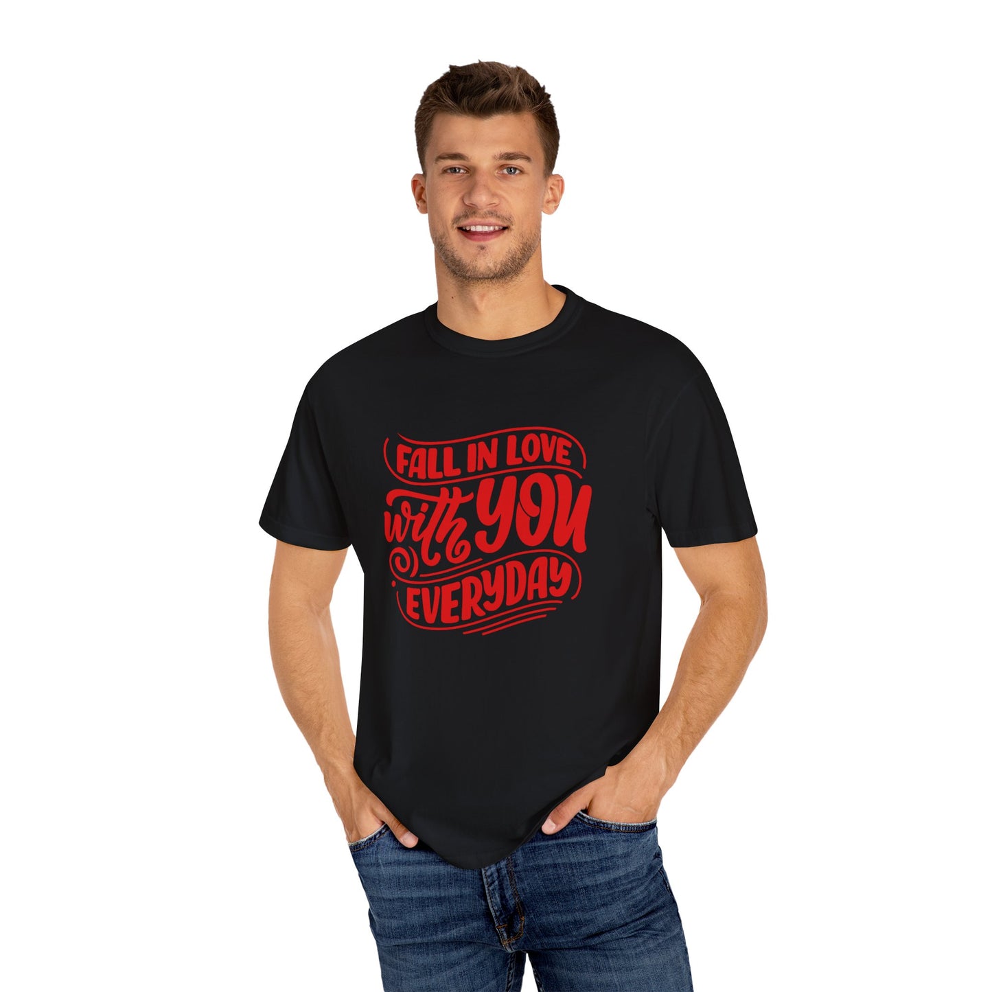 Fall in Love with YOU Quote T-shirt for Couples, Valentine's Day, Gifts for Him/Her, Casual Everyday Wear, Comfortable Unisex Tee