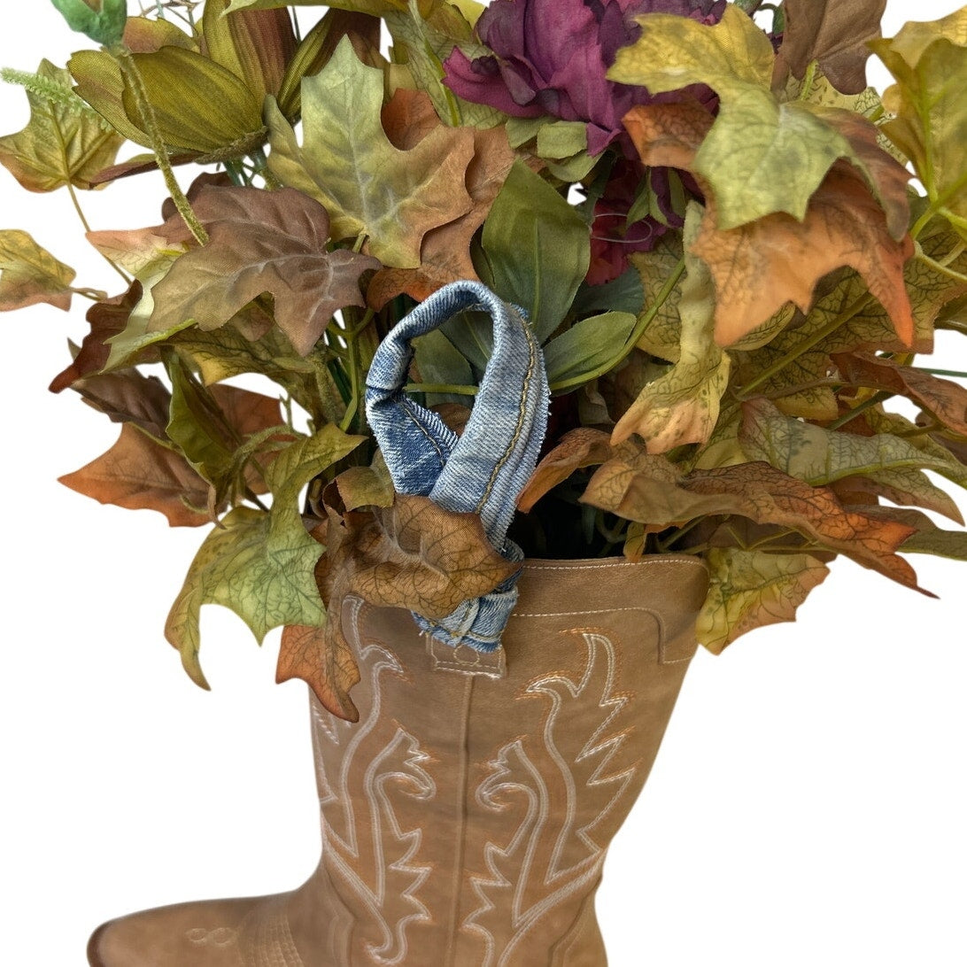 Handmade Upcycled Valentine Rustic Cowboy Boot Flower Table Decor Wall Hanging