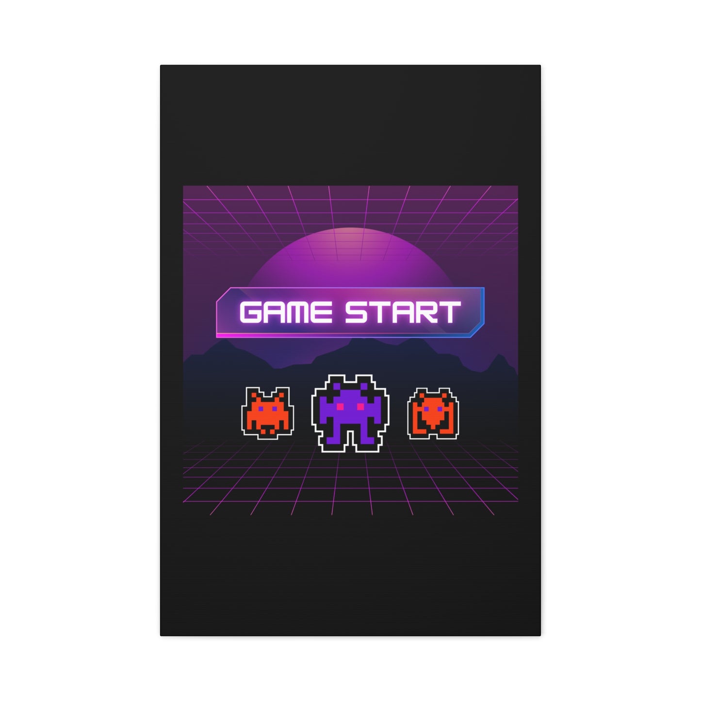 Retro Game Start Canvas Art Print | 80s Gaming Wall Decor, Gamer Gift, Pixel Art, Nostalgic Artwork, Home Decor