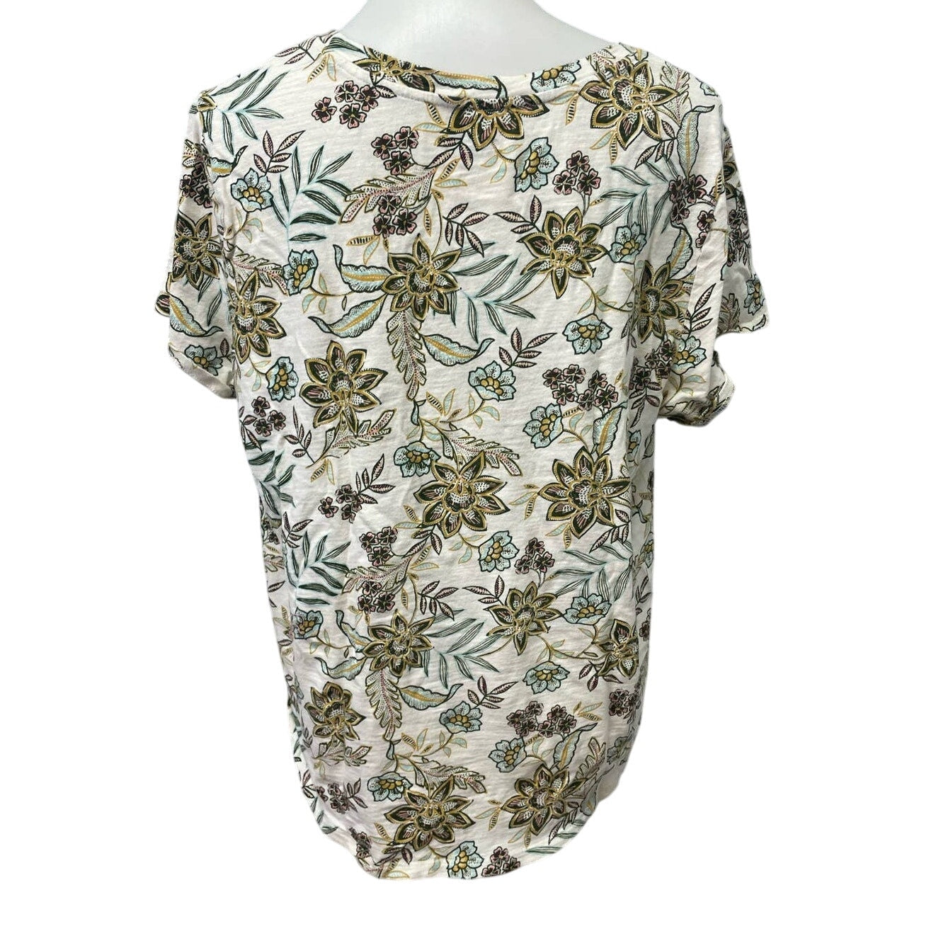 Old Navy Womens Medium Floral Short Sleeve Crew Neck Cotton Blend Tee Shirt