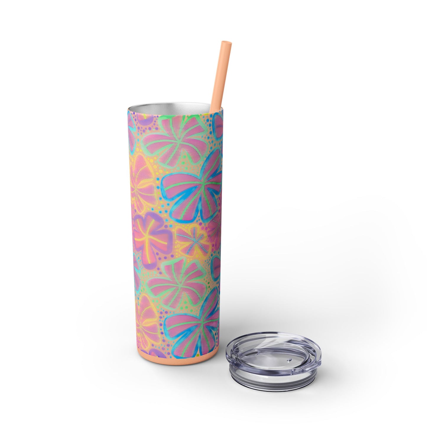 Pastel Butterfly Tumbler, 20oz Drinkware, Spring Decor, Cute Gift for Her, Eco-Friendly Cup, Floral Water Bottle
