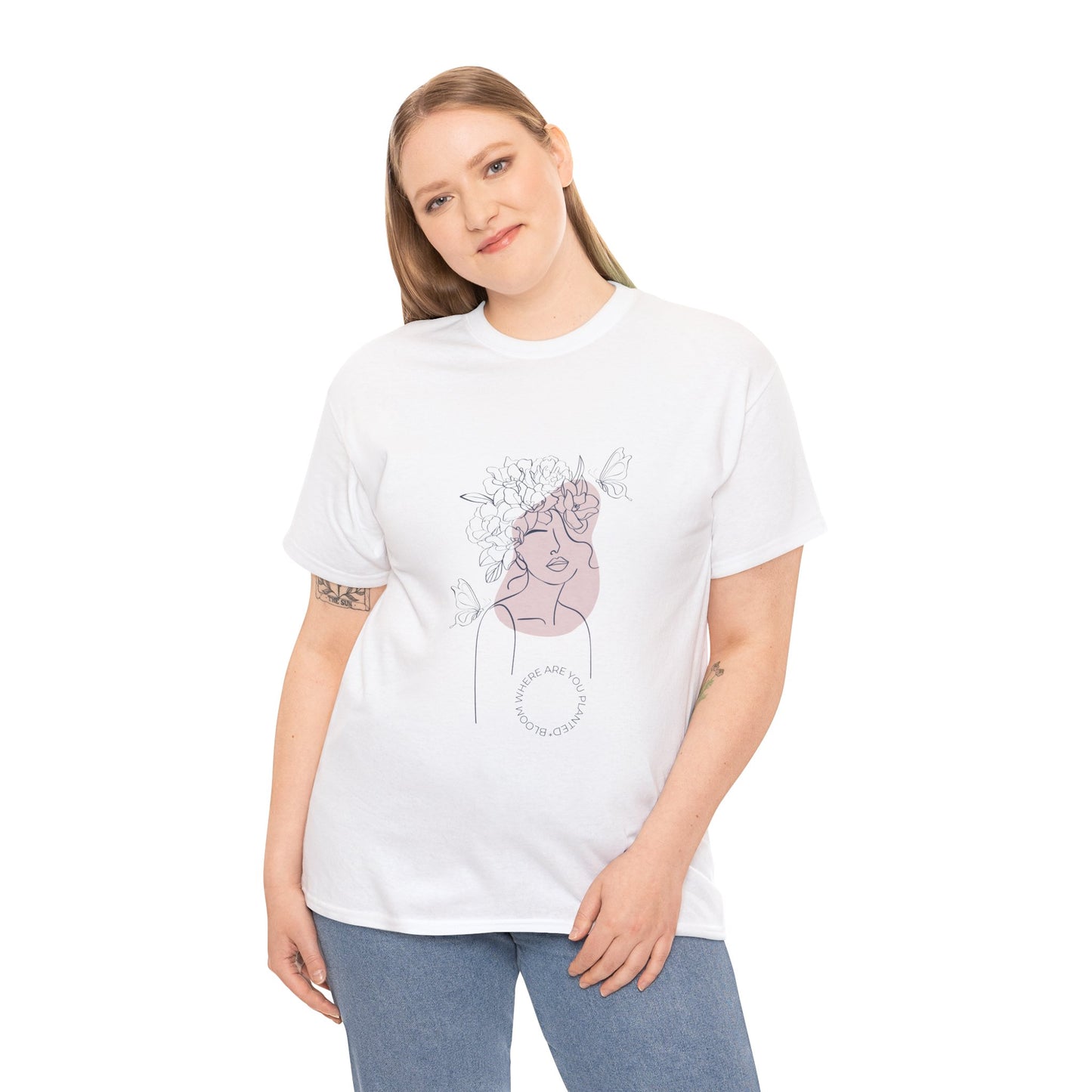 Bloom Where You Are Planted Chic Inspirational Quote Tee, Inspirational Cotton T-Shirt, Casual Graphic Tee, Vintage Style Unisex Shirt, Gift for Her