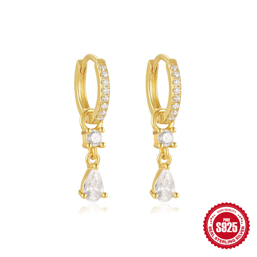 S925 Sterling Silver Kite-Shape Stone Earrings