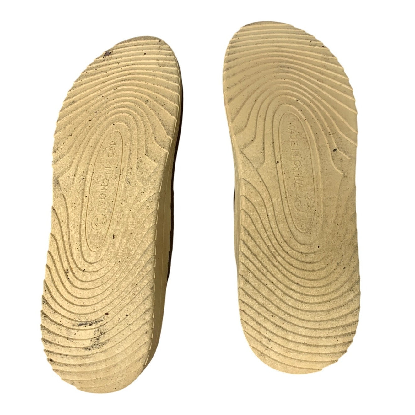 Subbxre Mens Size 11 Brown Slide On Arch Support Adjustable Buckle Thong Sandals