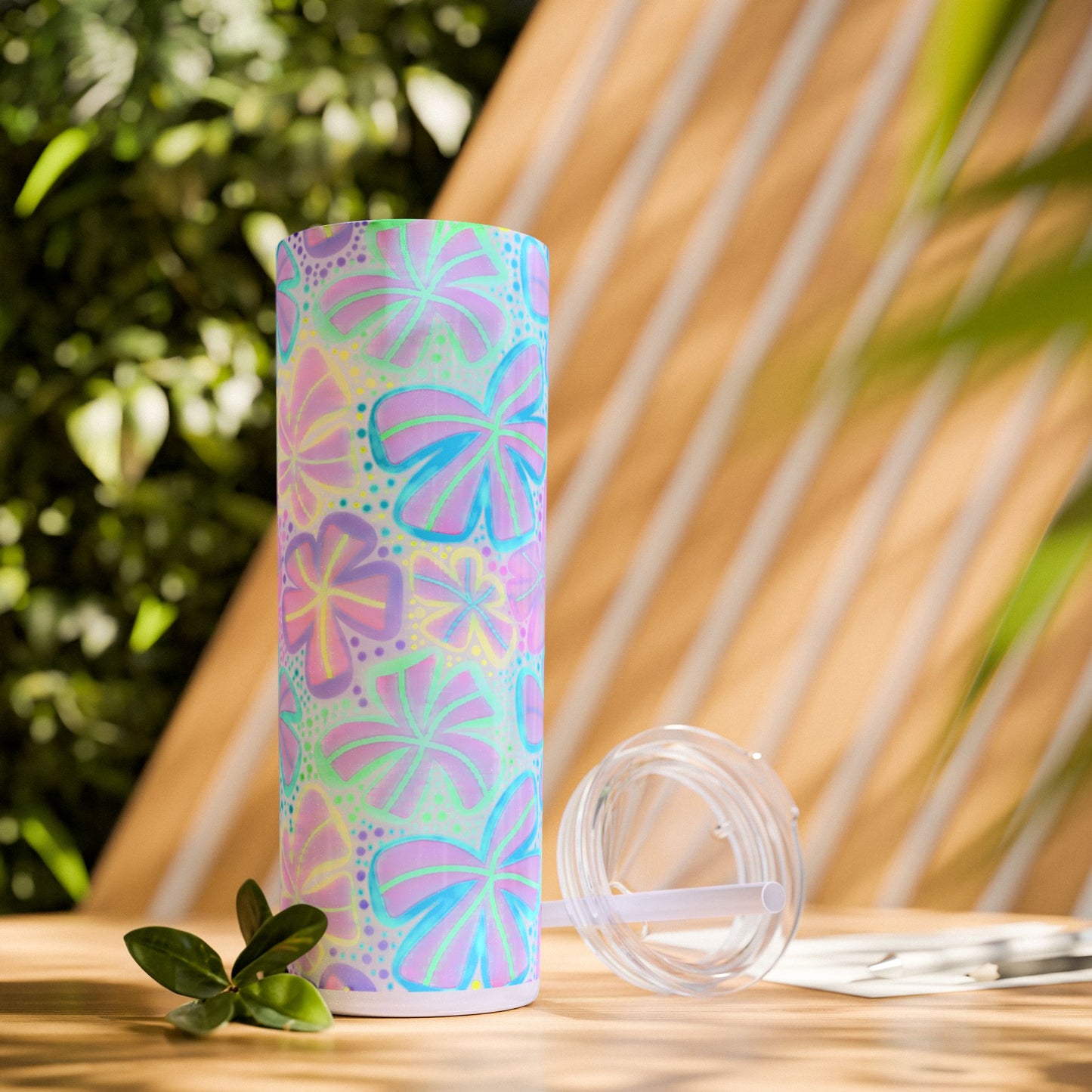 Pastel Butterfly Tumbler, 20oz Drinkware, Spring Decor, Cute Gift for Her, Eco-Friendly Cup, Floral Water Bottle