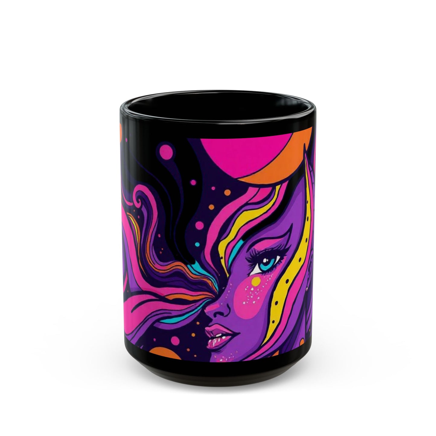 Cosmic Woman of the Night Bold Artistic Black Mug with Colorful Woman Illustration, Gift for Coffee Lovers, Perfect for Birthdays or Celebrations, Unique [...]