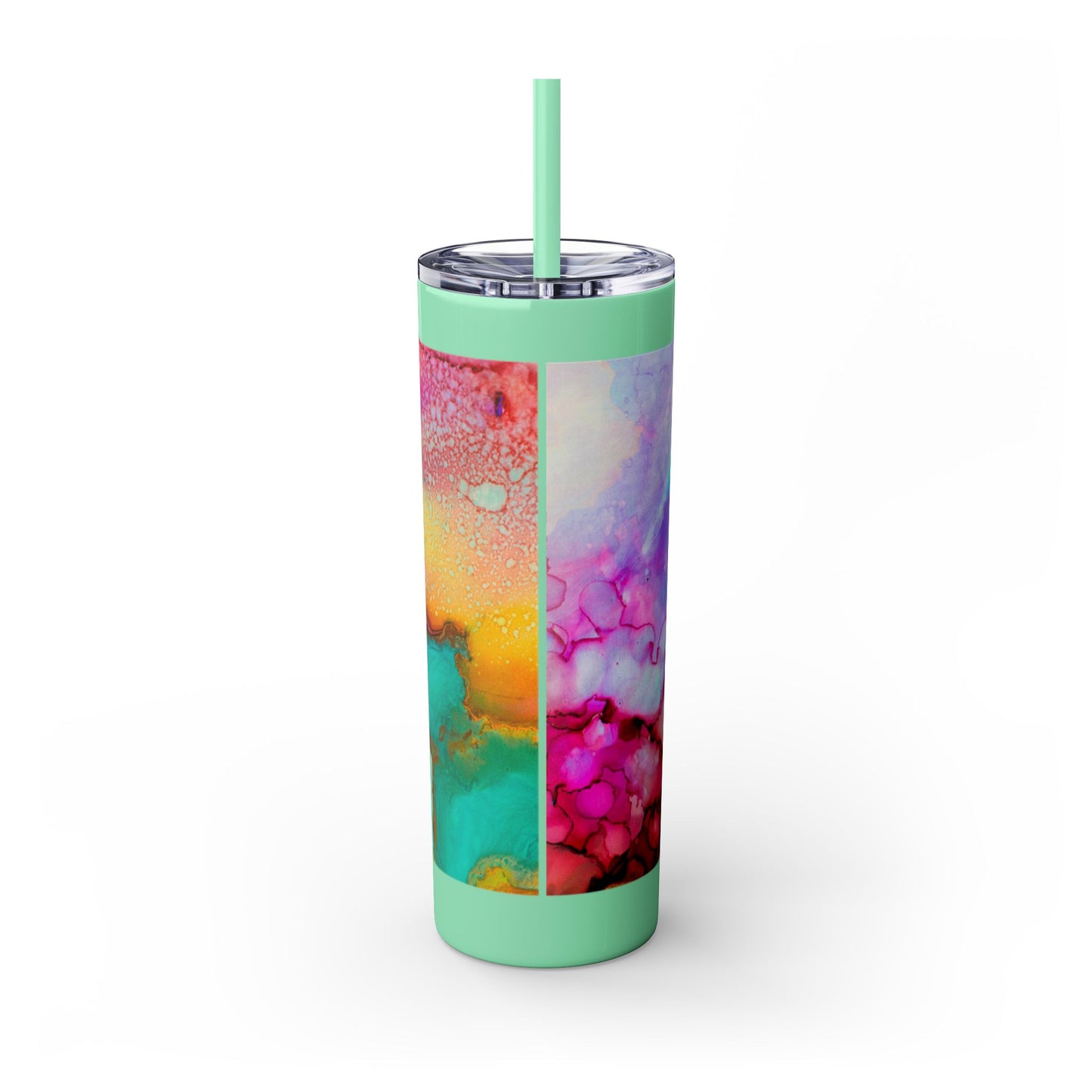 Beautiful Watercolor Splatter Skinny Tumbler with Straw - 20oz, Vibrant Colorful Drinkware for Every Occasion, Perfect Gift for Friends, Reusable Travel Mug, Water [...]