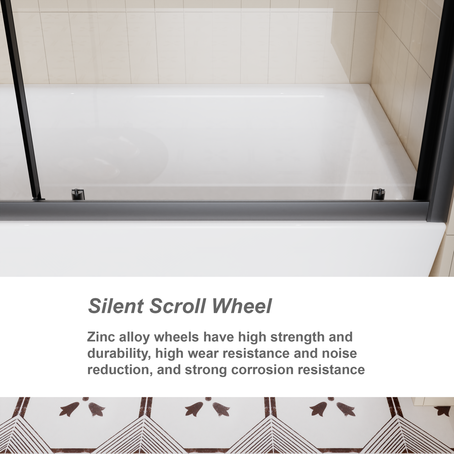 60" W x 62" H Single Sliding Shower Door for Bathtub