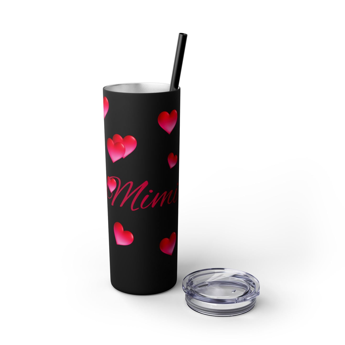 Gepasmaakte Glitter 20oz Dun Tumbler met Pienk Hartpatroon — [Jou Naam Hier]