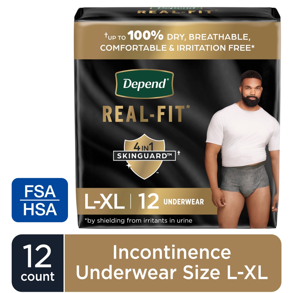 Depend Real Fit  Underwear For Men Maximun Absorbency L-Xl 12Ct