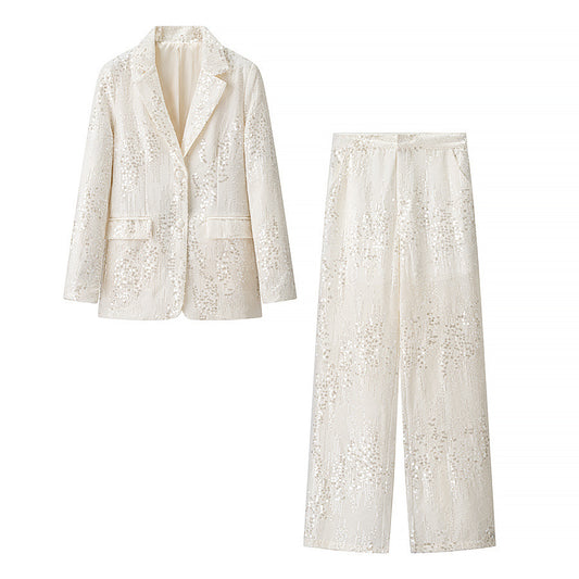Sequined suit+pants set