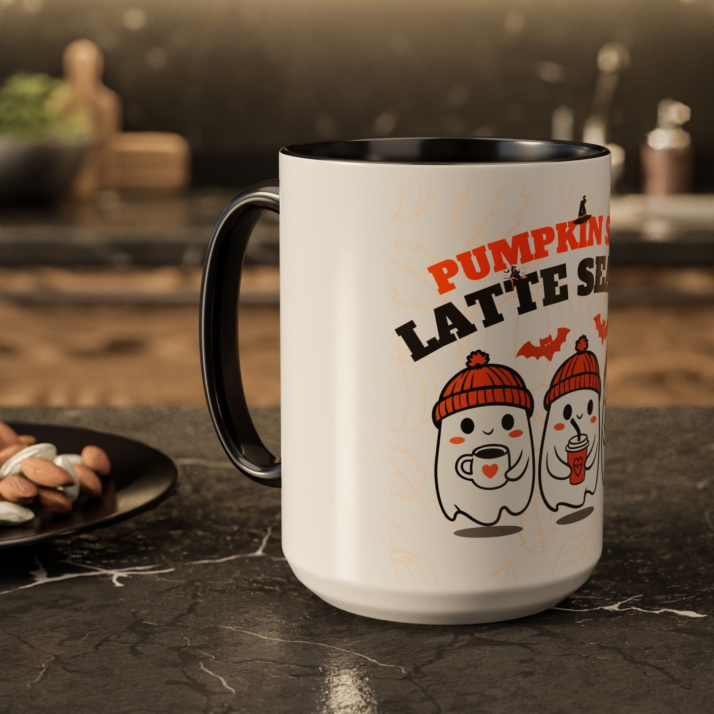 Colorful Pumpkin Spice Ghost Mugs | Cute Fall Coffee Cups, Halloween Gift, Seasonal Drinkware, Cozy Vibe, Latte Lovers