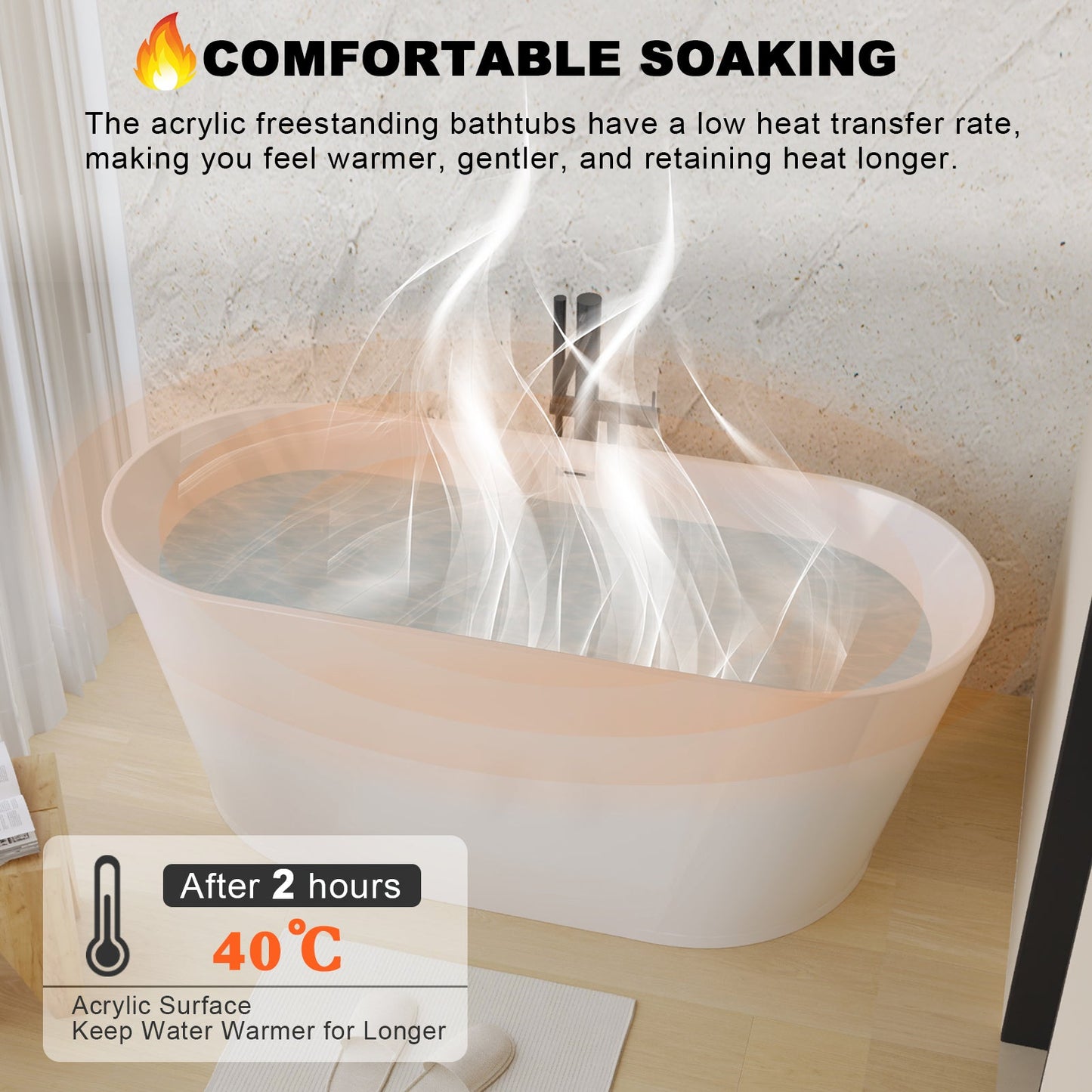 55" Acrylic Freestanding Bathtub