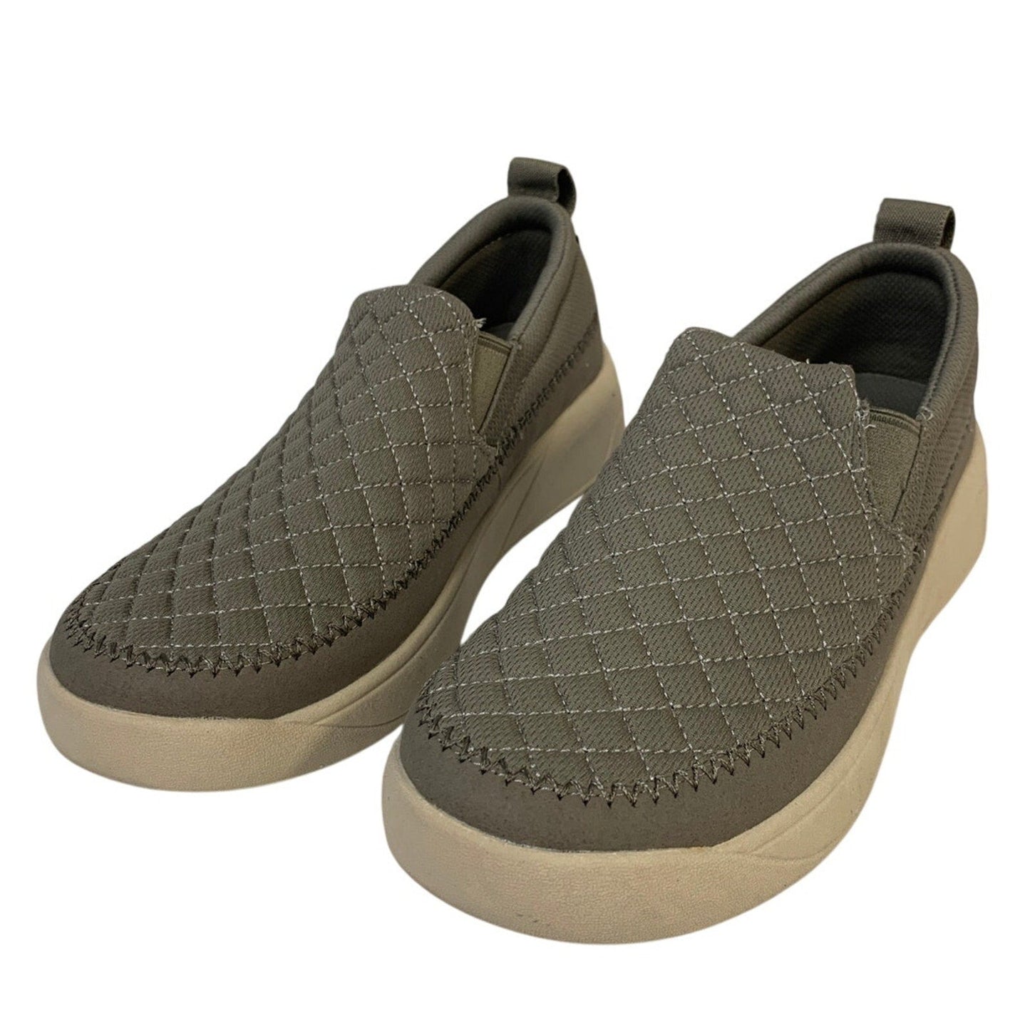 Staheekum Womens Size 7 Taupe Sneakers Quilted Slip On Round Toe Shoes