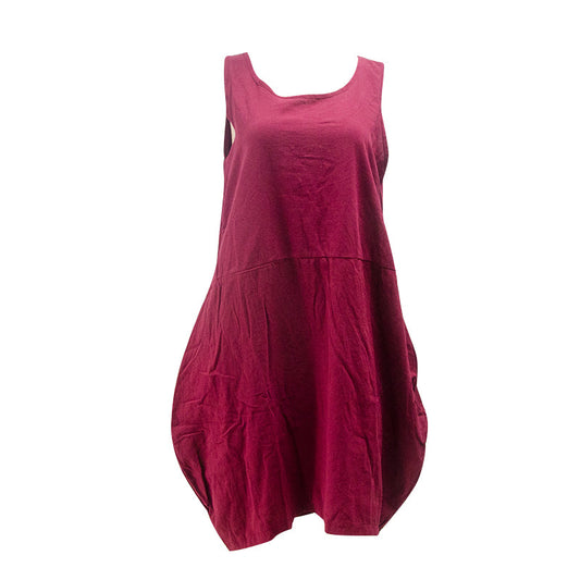 Plus Size Casual Solid Color Sleeveless Pocket Dress