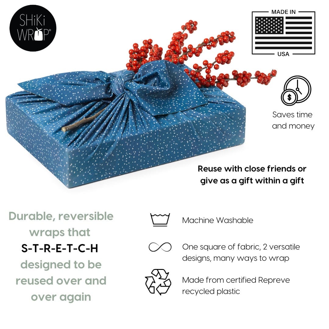 2 Pack - Kelp/Waves 28" Large Reusable Cloth Furoshiki Fabric Gift Wrap-3