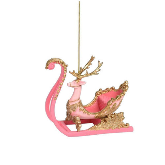 Pink Christmas Pink Deer Sleigh Ornament-0