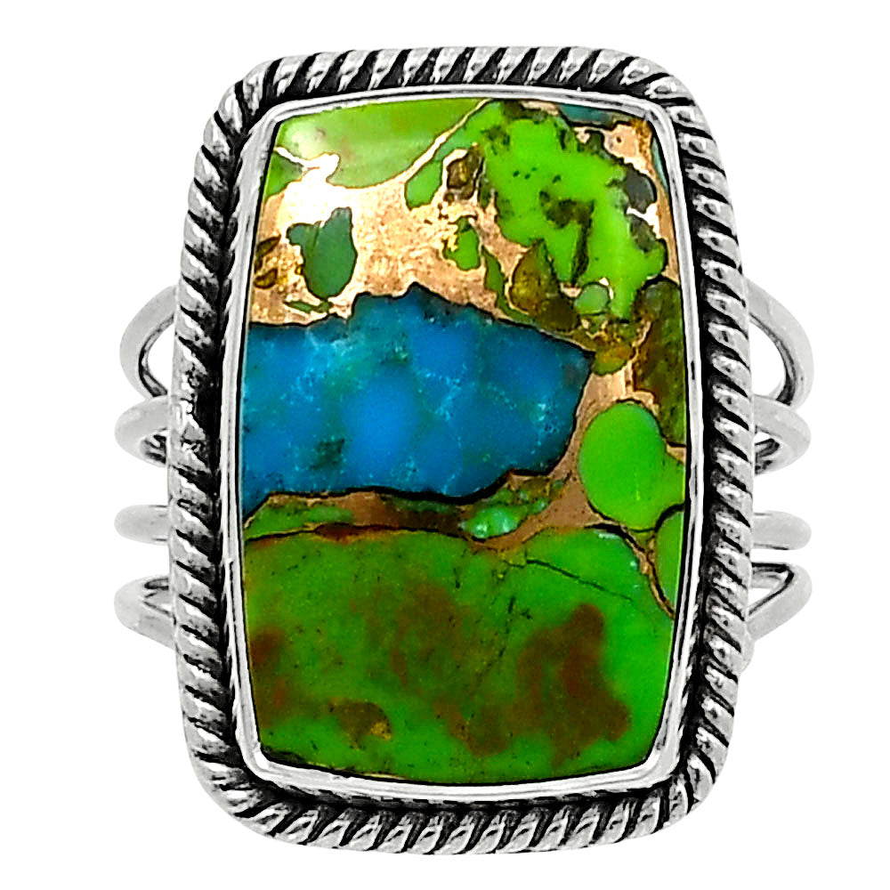 Premium Blue Turquoise In Green Mohave - USA Ring size-9 R-1010 29-ER11486-0