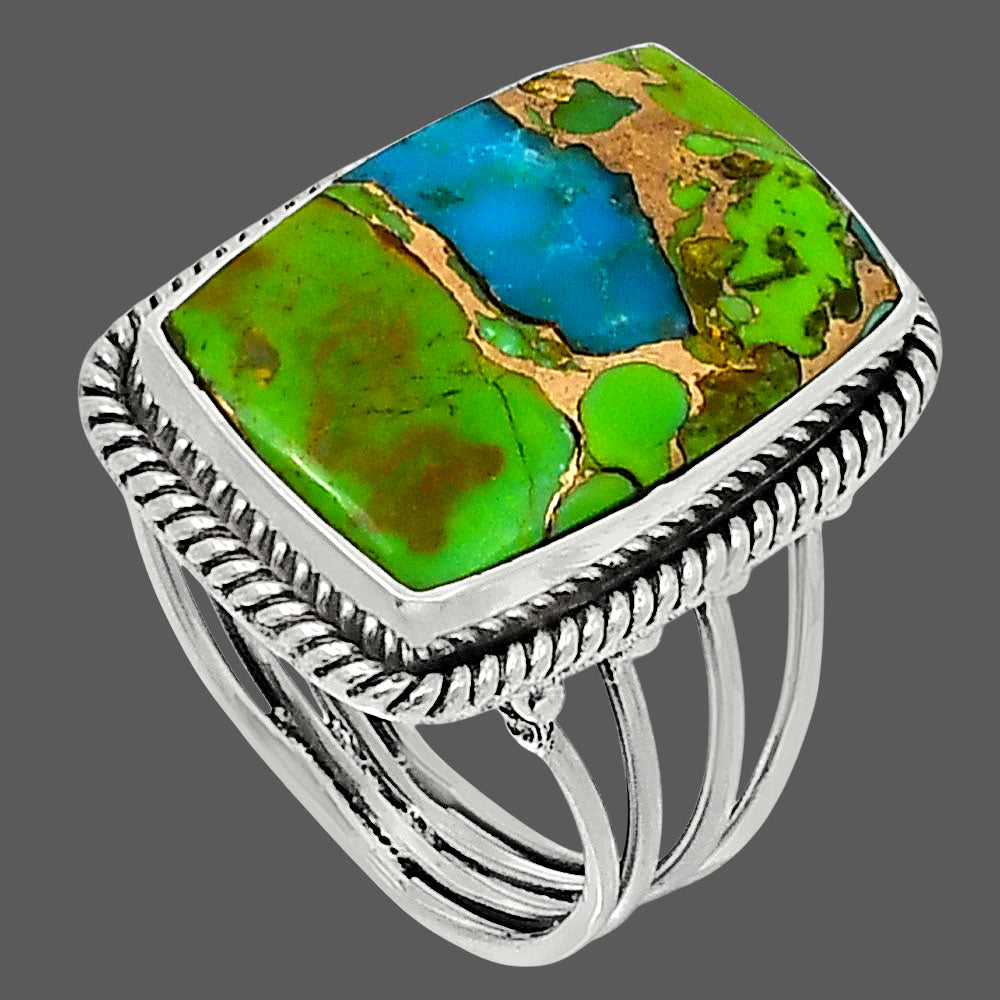 Premium Blue Turquoise In Green Mohave - USA Ring size-9 R-1010 29-ER11486-2