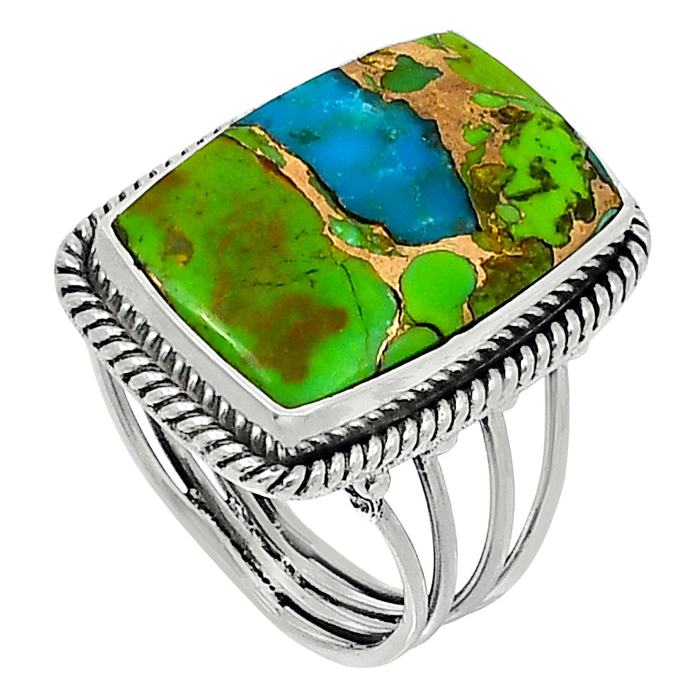 Premium Blue Turquoise In Green Mohave - USA Ring size-9 R-1010 29-ER11486-1
