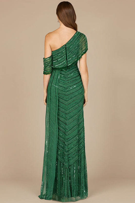 Off Shoulder Sheath Beaded Gown
