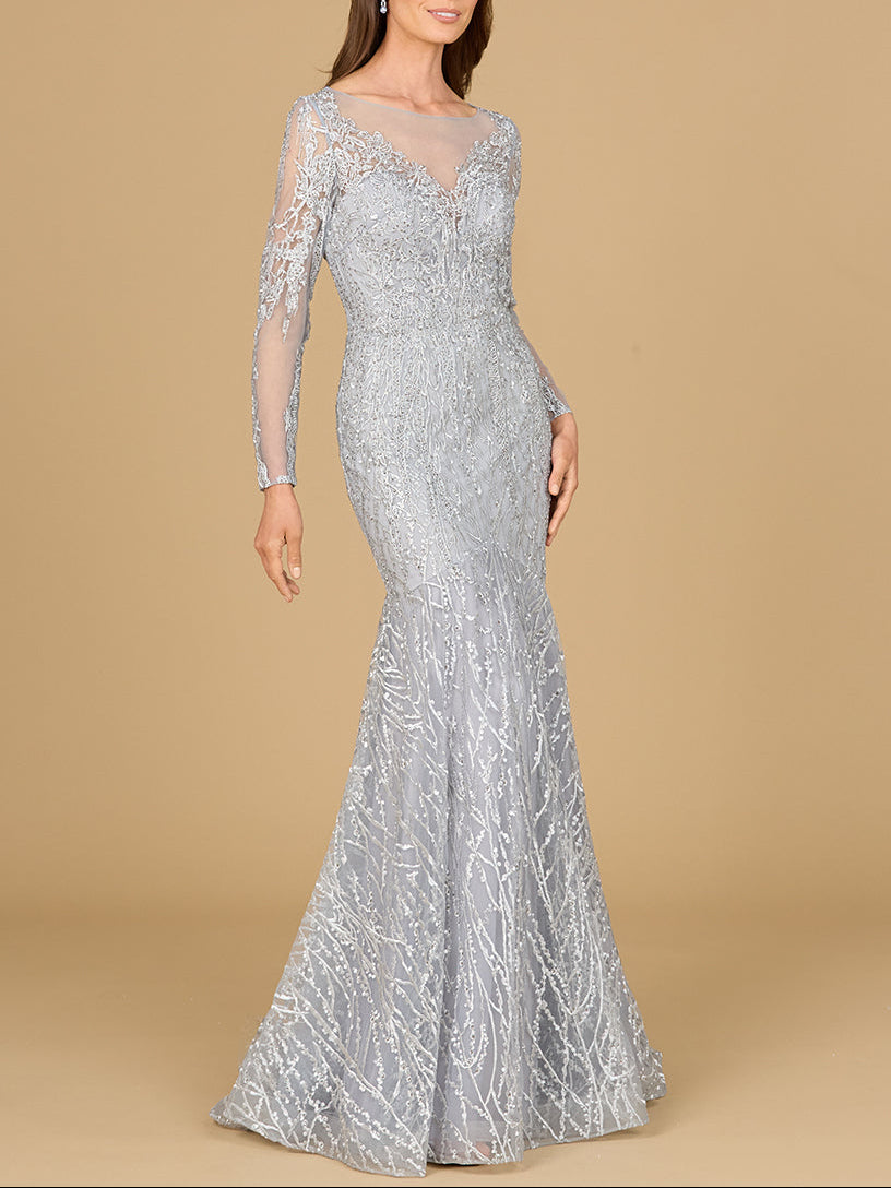 Mermaid, Long Sleeve Lace Gown