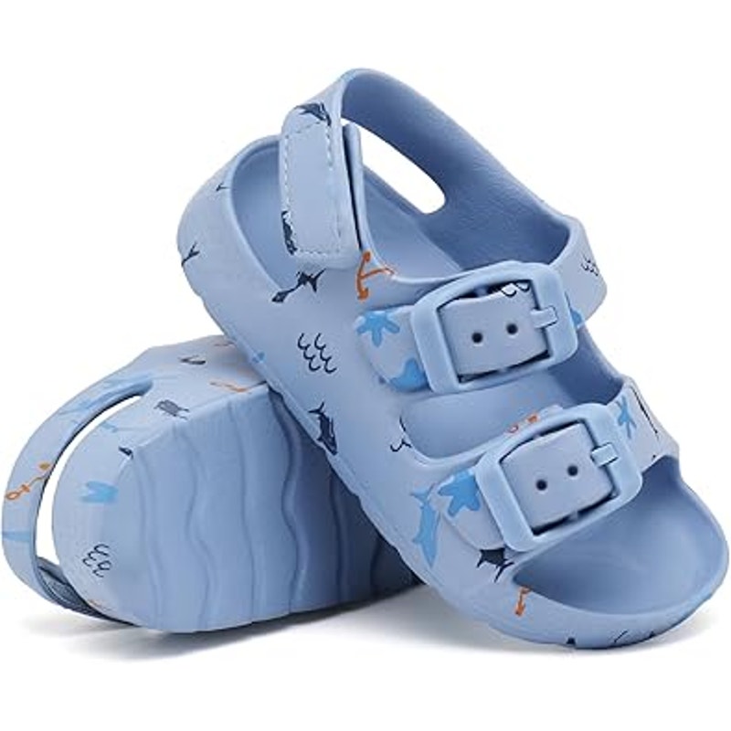 New Inminpin Toddler Boys Size 7 Blue Hook Loop Buckle Open Toe Sandal Shoes