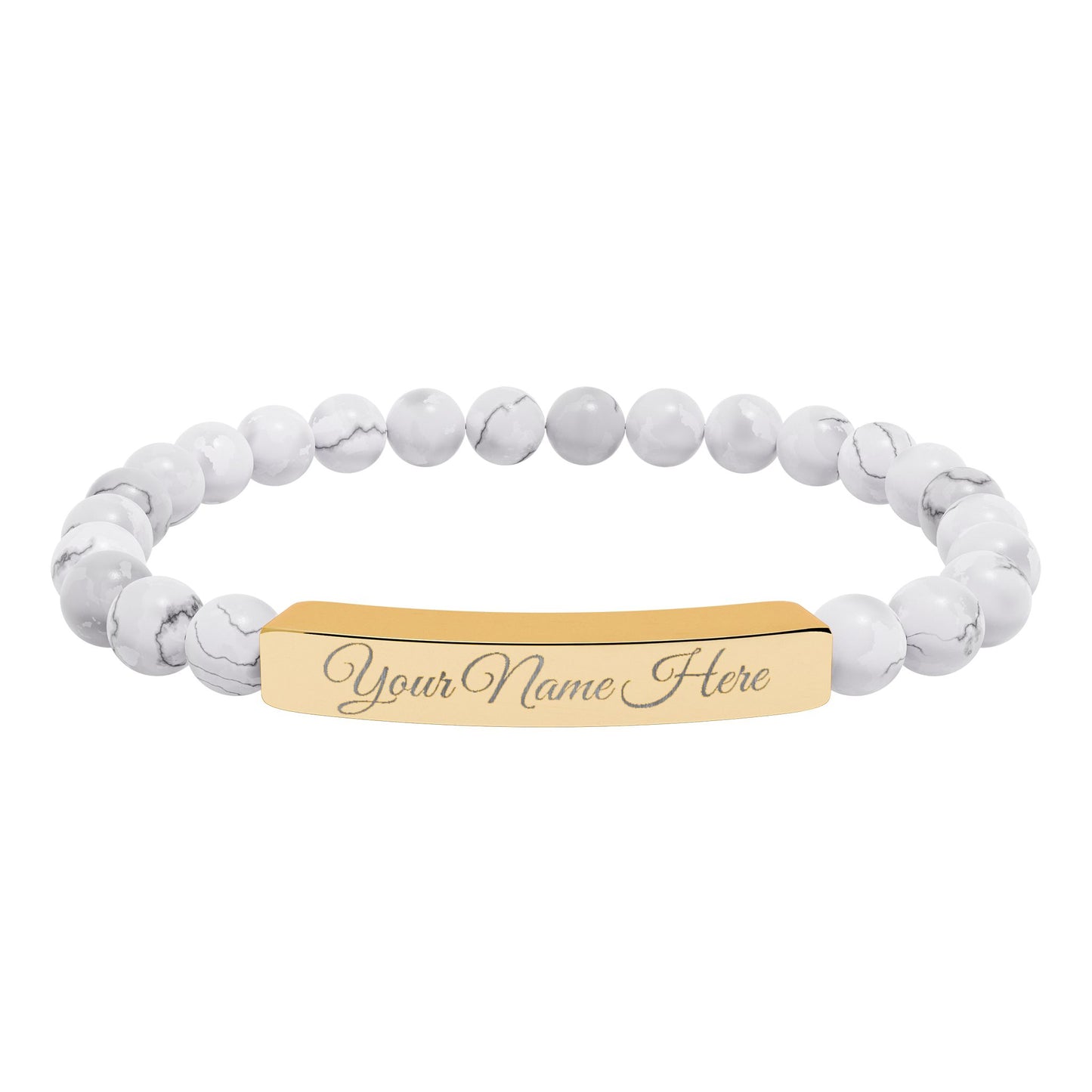 Engraved Natural Stone Bracelet, Personalized Gift for Her, Meaningful Jewelry, Stretch Beaded Bracelet, Inspirational Gift