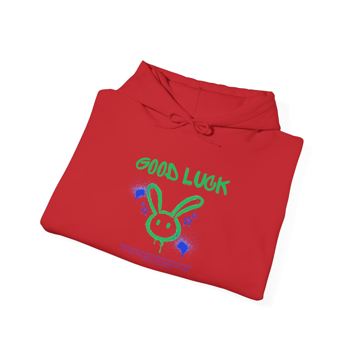 Good Luck Never Stop Unisex Heavy Blend Hooded Sweatshirt | Lucky Easter Bunny Design