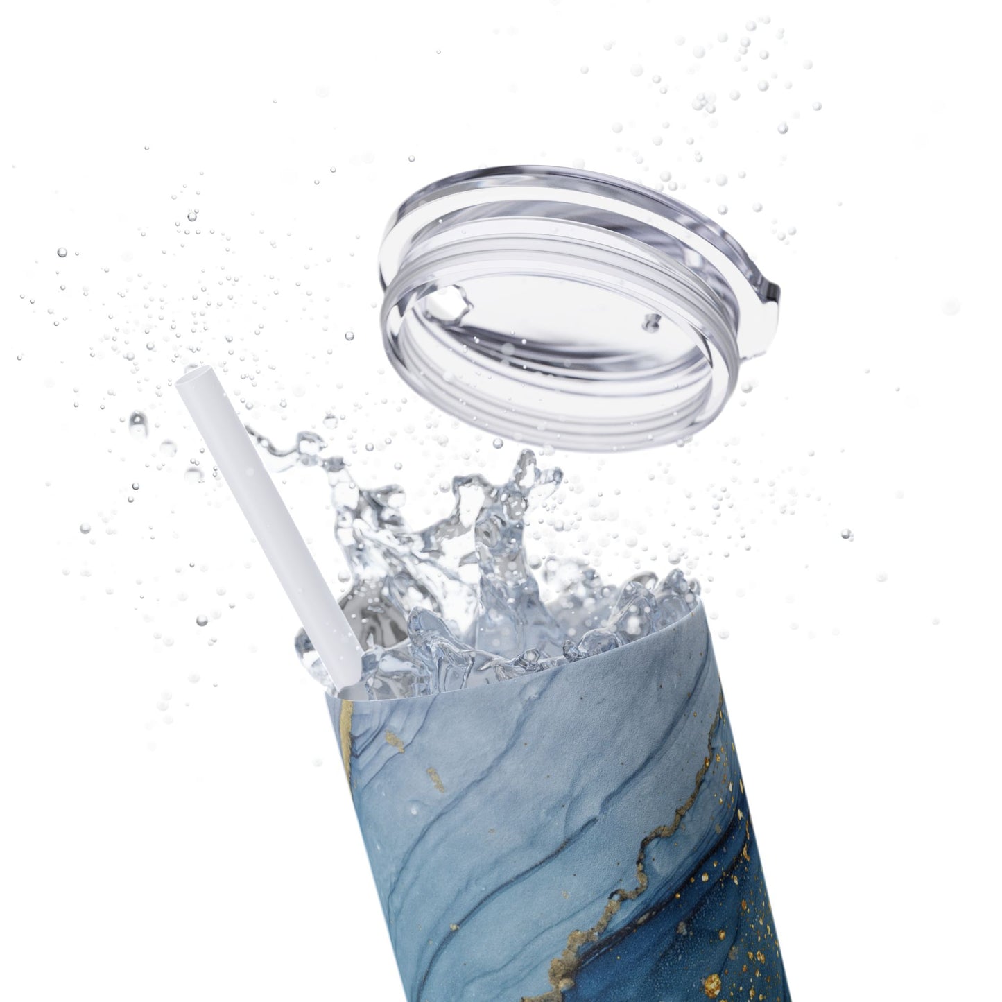 Elegant Blue Marble Skinny Tumbler, 20oz - Stylish Drinkware for Daily Use, Gifts, Celebrations, Eco-Friendly, Travel Mug