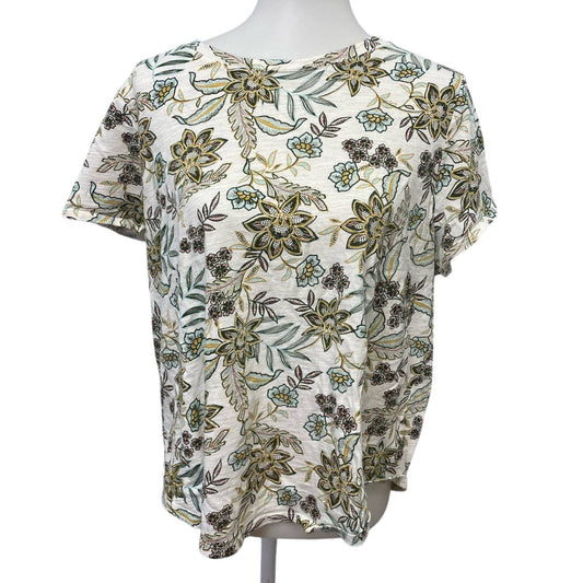 Old Navy Womens Medium Floral Short Sleeve Crew Neck Cotton Blend Tee Shirt