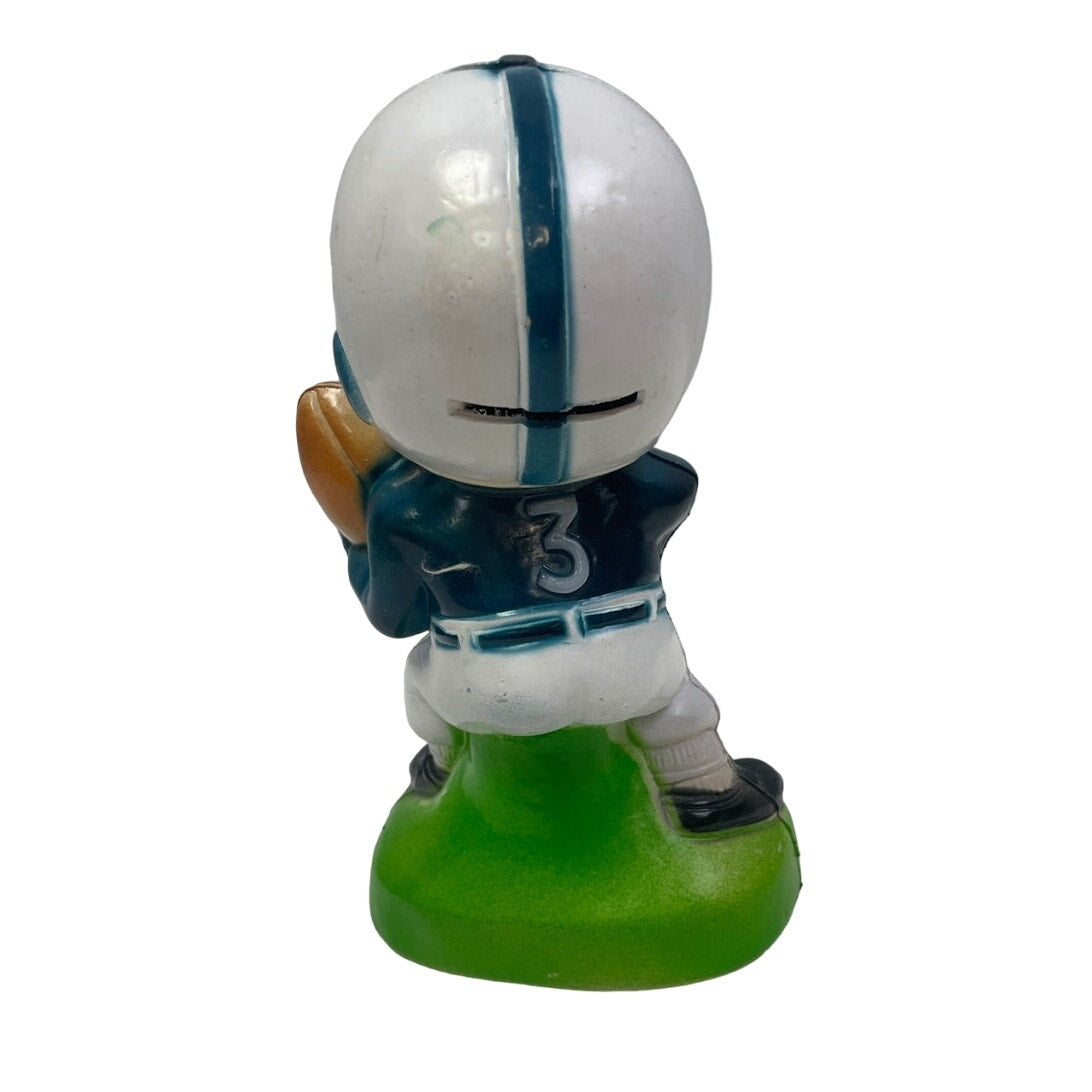 Vintage 1980s Plastic Football Player Boy #3 Jersey Coin Bank Made In Hong Kong