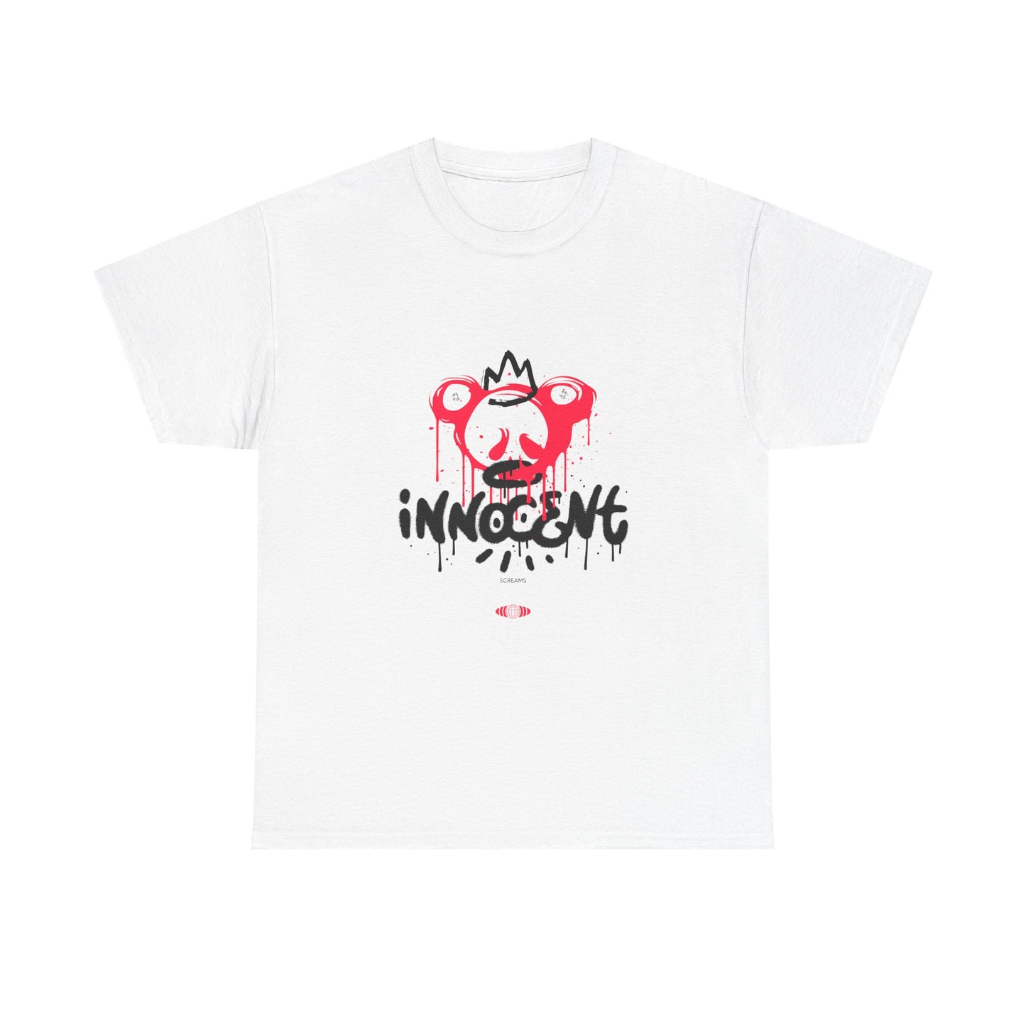 Edgy Graphic Tee: 'Innocent' Design, Urban Fashion, Streetwear, Unisex Cotton T-Shirt, Music Festivals, Casual Wear