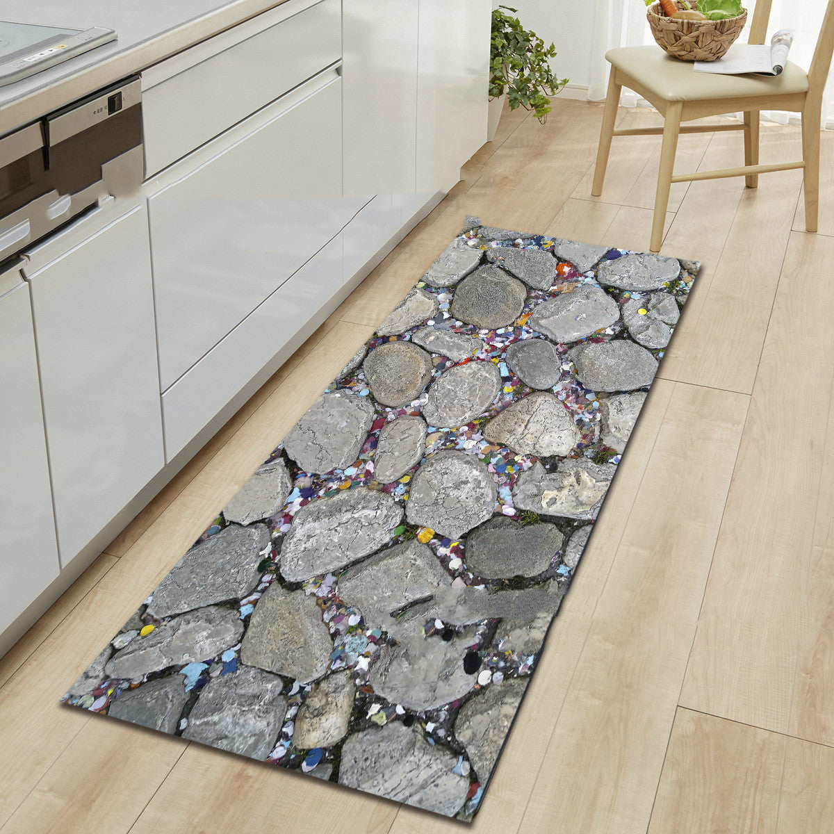 Non slip mat beside tea table in home bedroom