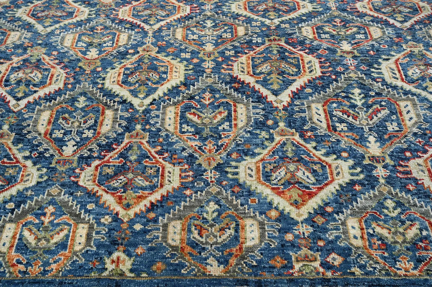 8x10 LoomBloom Navy Hand Knotted Transitional Wool Turkish Oushak Oriental Rug-4