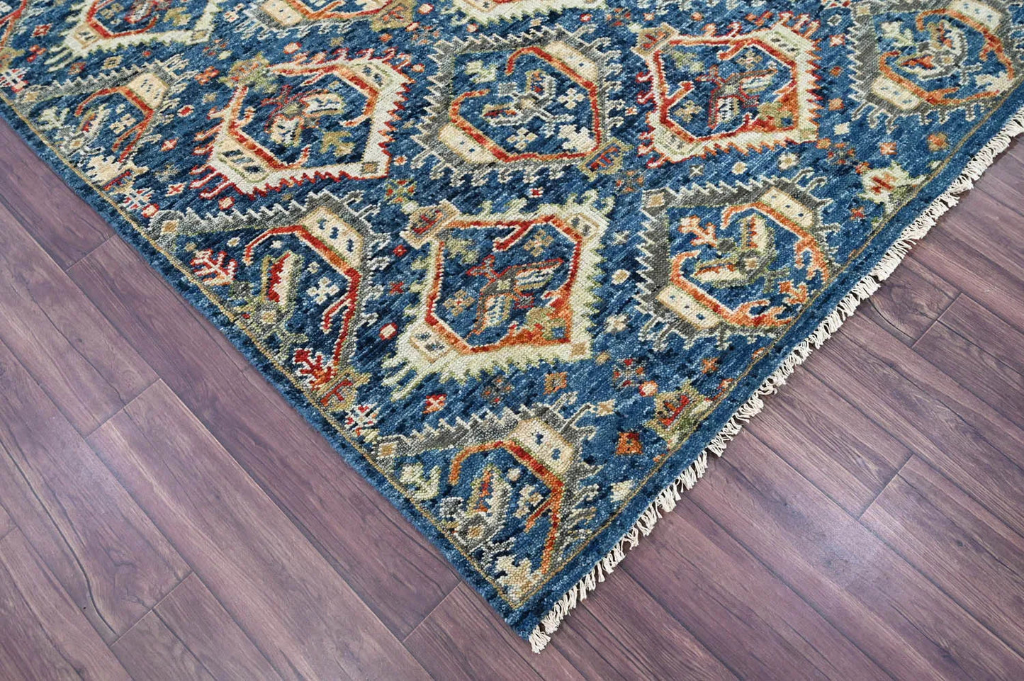 8x10 LoomBloom Navy Hand Knotted Transitional Wool Turkish Oushak Oriental Rug-2