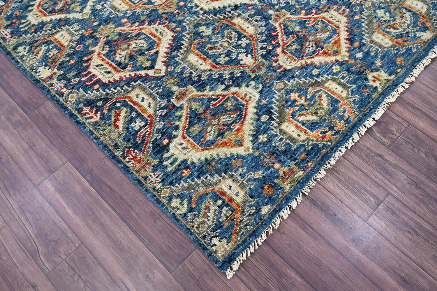 8x10 LoomBloom Navy Hand Knotted Transitional Wool Turkish Oushak Oriental Rug-2